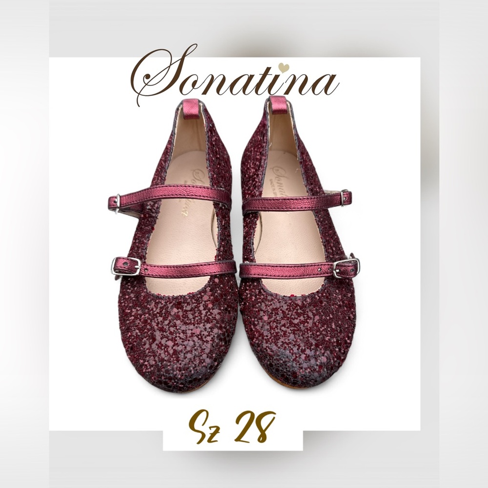 Sonatina burgundy Girls Glitter Mary Jane Spanish  Shoes – Size 28